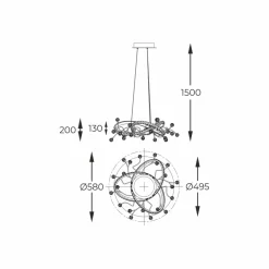 New Kryształowa lampa wisząca dark glamour MD3481-1S-3BCT MAIA | Kaja Żyrandole Nowoczesne