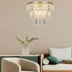 Best Sale Kryształowa lampa wisząca do salonu P17127-4-1GD TIFANNY | Kaja Żyrandole Nowoczesne