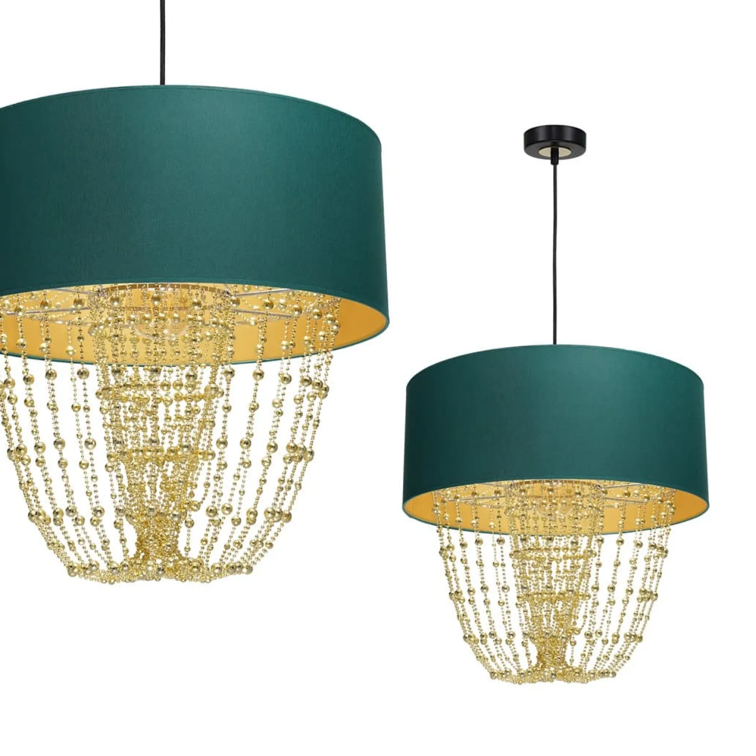 Sklep Kaja Kryształowa lampa wisząca z zielonym abażurem MLP6452 z serii ALMERIA | Kaja Ośw