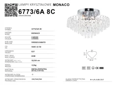 Sklep Kaja Kryształowa plafoniera do salonu 6773/6A 8C MONACO | Kaja Oświetlenie