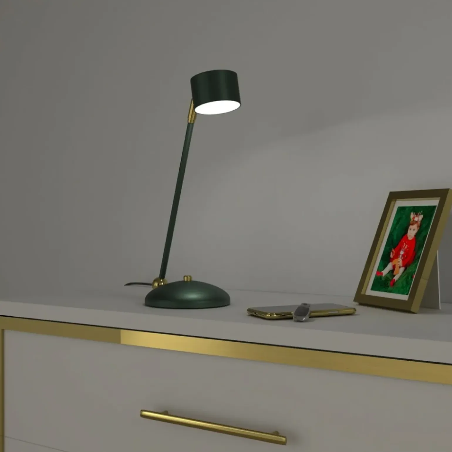 Sklep Kaja Lampa biurkowa w kolorze zieleni i złota MLP7770 z serii ARENA | Kaja Oświetleni