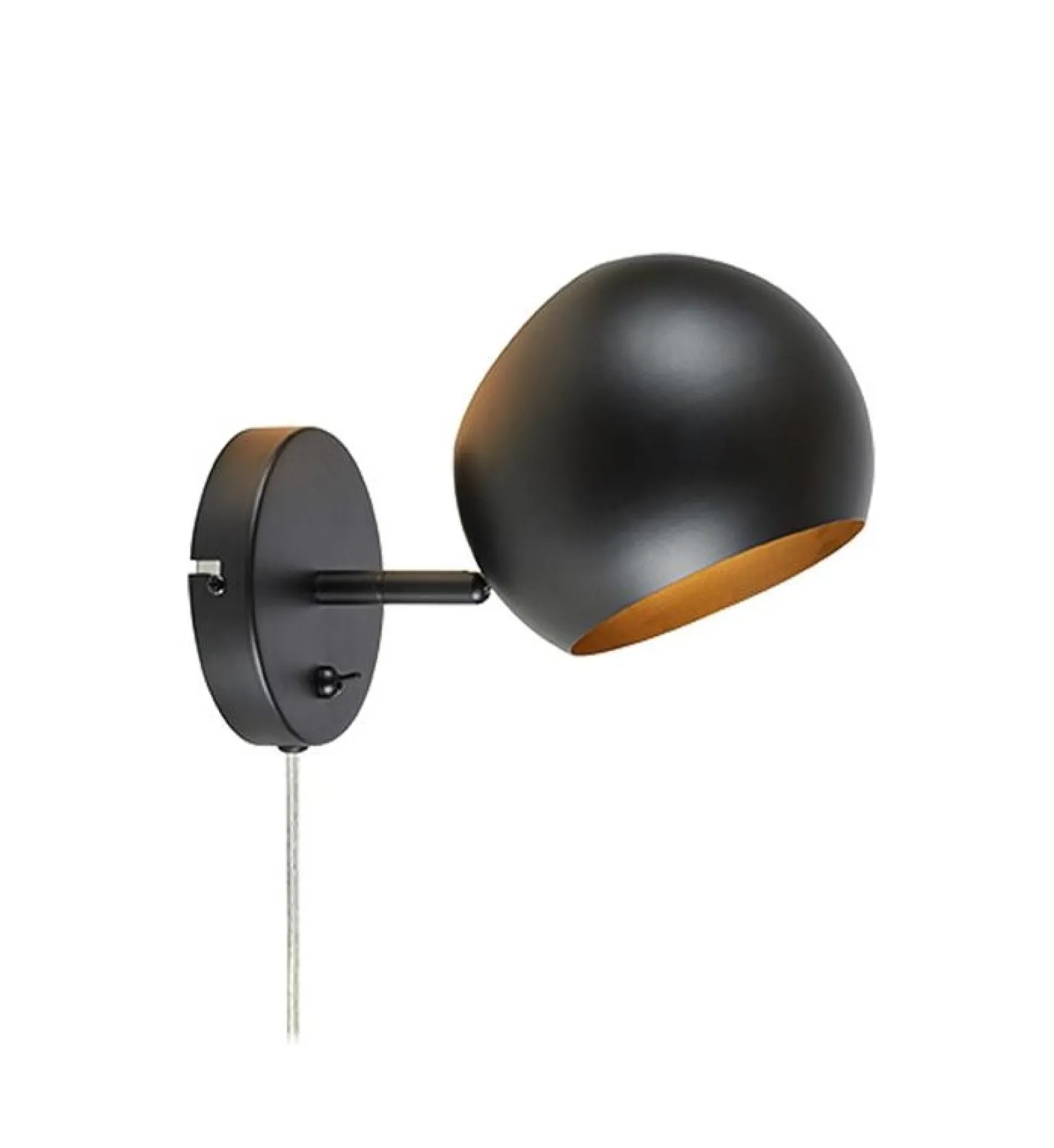 Sklep Kaja Lampa ścienna, czarny reflektor z wtyczką 108753 EDGAR | Kaja