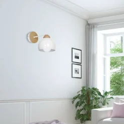 Sklep Kaja Lampa ścienna z drewnianymi elementami, do salonu MLP6420 z serii DAMA | Kaja Oś
