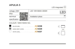 Sklep Kaja Lampa natynkowa LED zewnętrzna nad drzwi AZ4336 APULIA | Kaja