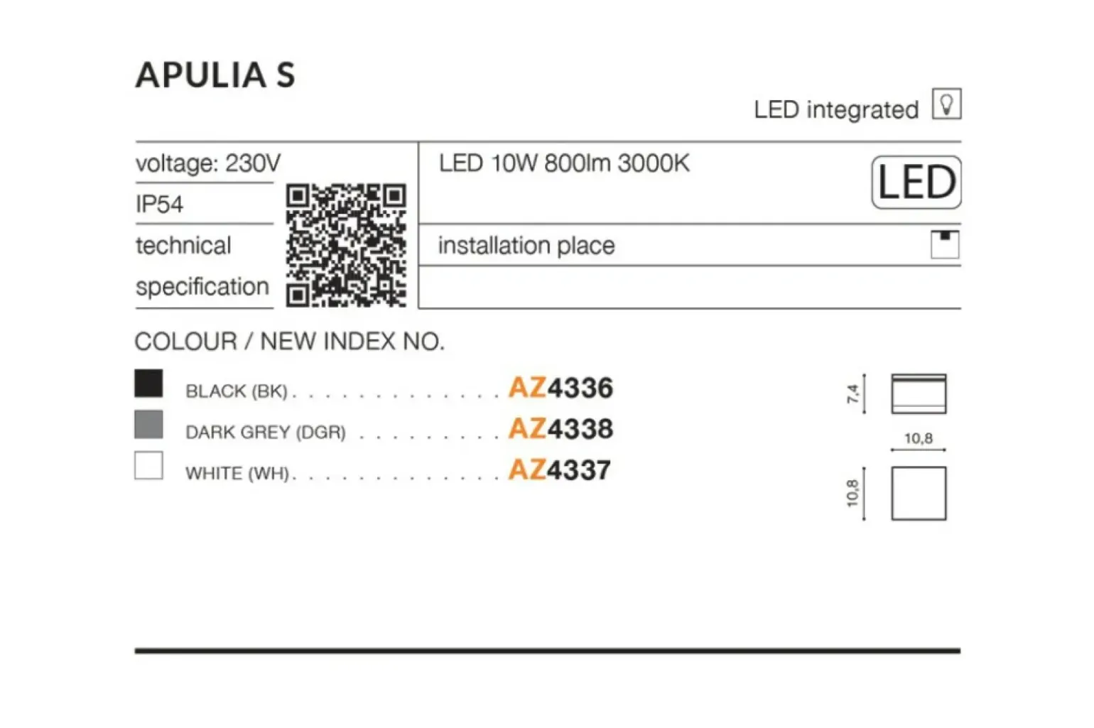 Sklep Kaja Lampa natynkowa LED zewnętrzna nad drzwi AZ4336 APULIA | Kaja