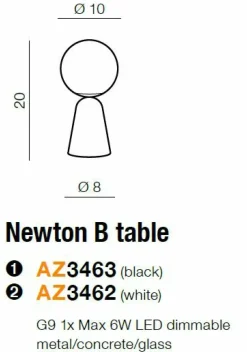 Sklep Kaja Lampa nocna z betonu z mlecznym kloszem AZ3463 NEWTON | Kaja