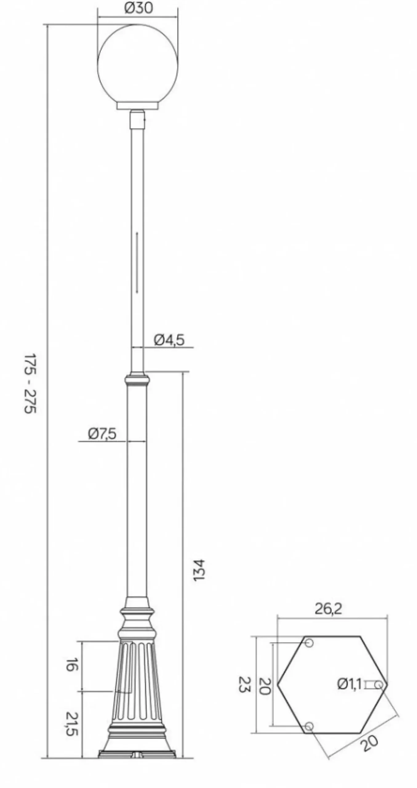 Sklep Kaja Lampa ogrodowa, czarna podstawa OGMWN 1 300 z serii KULE CLASSIC | Kaja Oświetle