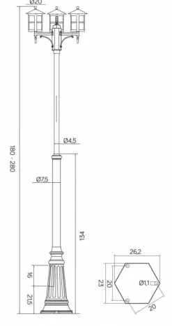 Sklep Kaja Lampa ogrodowa na trzy źródła światła OGMWN 3 TD z serii CORDOBA | Kaja Oświetle