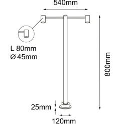 Sklep Kaja Lampa ogrodowa z dwoma ramionami 80cm ANT 9922 NISEKO | Kaja