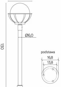 Sklep Kaja Lampa ogrodowa z kloszem, wysokość 130cm K 5002/1/KPO 250