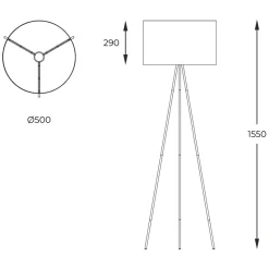 Sklep Kaja Lampa podłogowa trójnóg z abażurem H06-GD-BL INGA| Kaja Oświetlenie