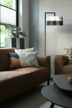 Sklep Kaja Lampa podłogowa z czarno-białym abażurem, do salonu K-5295 z serii VEGA