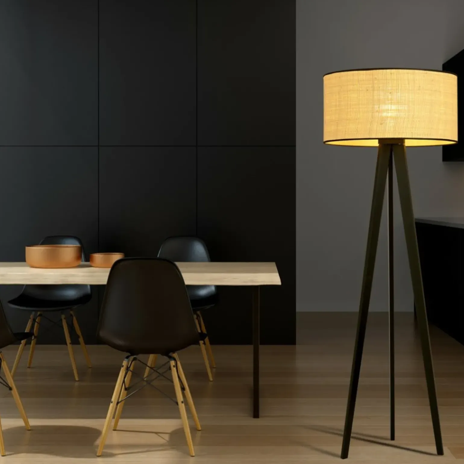 Sklep Kaja Lampa podłogowa z rattanowym abażurem 1149/LP1 ASTON | Kaja