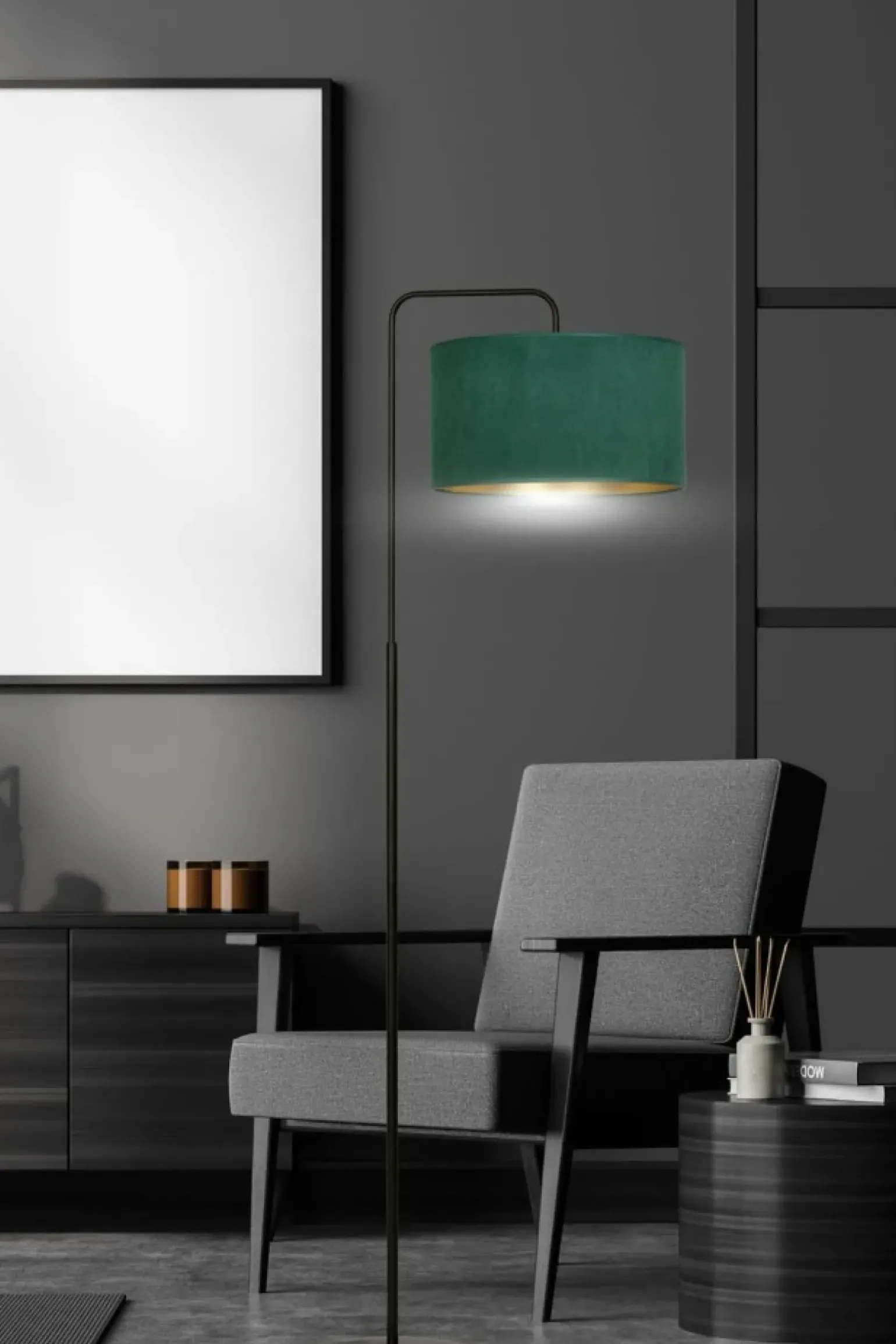 Sklep Kaja Lampa podłogowa z zielonym abażurem 1051/LP1 HILDE | Kaja Oświetlenie