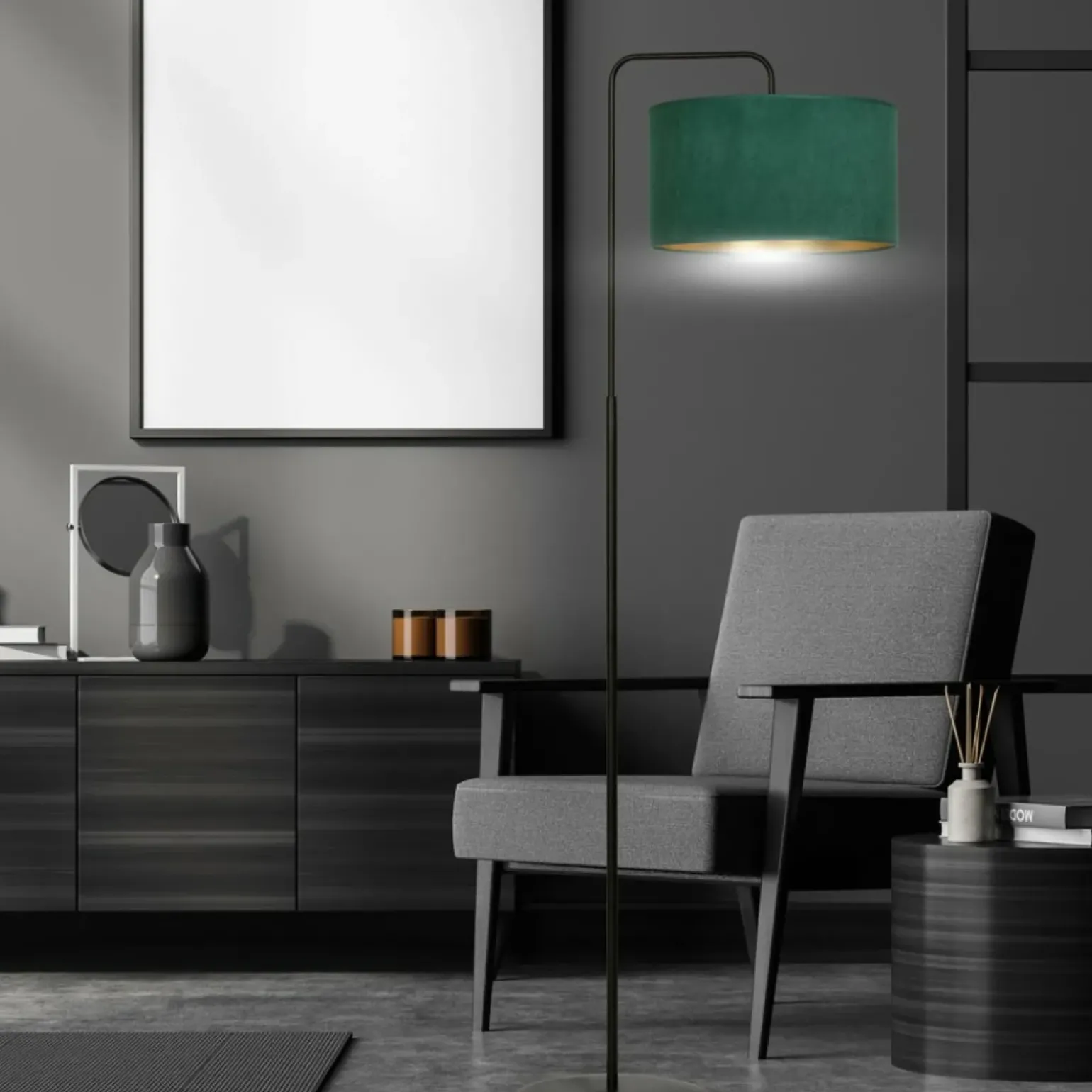 Sklep Kaja Lampa podłogowa z zielonym abażurem 1051/LP1 HILDE | Kaja Oświetlenie