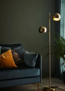 Sklep Kaja Lampa podłogowa ze złotą oprawą 2xE14 146cm 107742 | Kaja Oświetlenie