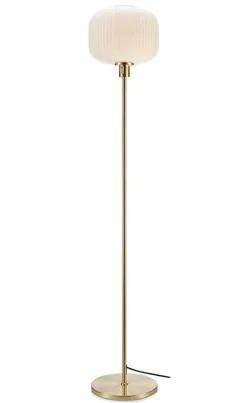 Sklep Kaja Lampa podłogowa złota oprawa i biały klosz 108054 | Kaja Oświetlenie