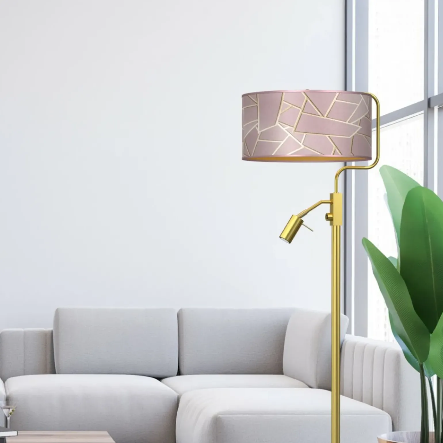 Sklep Kaja Lampa połogowa ze złotą podstawą, z abażurem MLP7593 z serii ZIGGY | Kaja Oświet