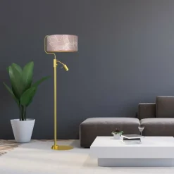 Sklep Kaja Lampa połogowa ze złotą podstawą, z abażurem MLP7593 z serii ZIGGY | Kaja Oświet