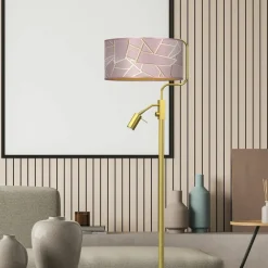 Sklep Kaja Lampa połogowa ze złotą podstawą, z abażurem MLP7593 z serii ZIGGY | Kaja Oświet