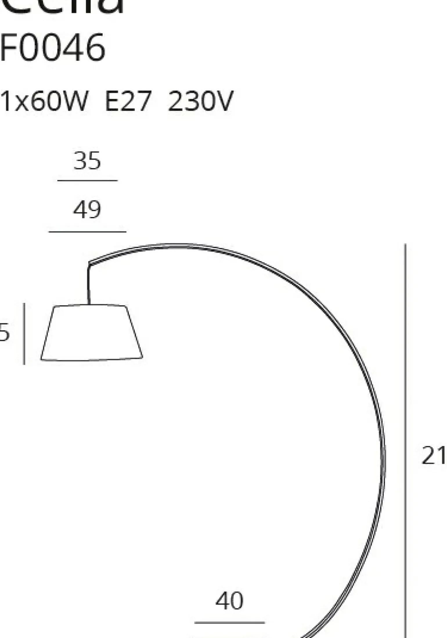 Sklep Kaja Lampa stojąca w kształcie łuku, do salonu MX F0046 CELIA | Kaja