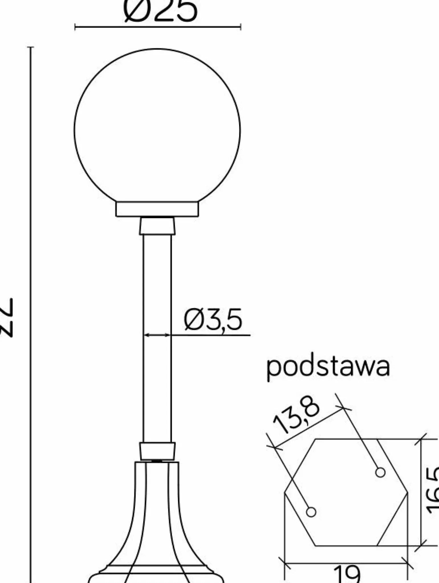 Sklep Kaja Lampa stojąca z kloszem, śr. 25cm K 5002/3/KP 250 z serii KULE CLASSIC | Kaja Oś