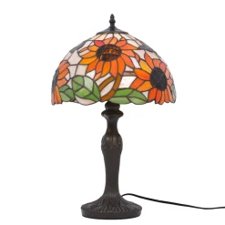 Sklep Kaja Lampa stołowa wyjątkowym, witrażowym kloszem K-G12814 z serii SUNFLOWER