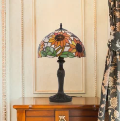 Sklep Kaja Lampa stołowa wyjątkowym, witrażowym kloszem K-G12814 z serii SUNFLOWER