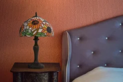 Sklep Kaja Lampa stołowa wyjątkowym, witrażowym kloszem K-G12814 z serii SUNFLOWER