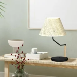 Sklep Kaja Lampa stołowa z beżowym abażurem, do sypialni MLP7278 z serii ETNA | Kaja Oświet