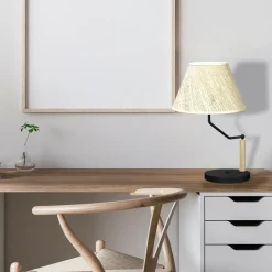 Sklep Kaja Lampa stołowa z beżowym abażurem, do sypialni MLP7278 z serii ETNA | Kaja Oświet