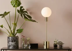 Sklep Kaja Lampa stołowa z białym kloszem złota oprawa 107765 | Kaja Oświetlenie