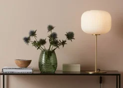 Sklep Kaja Lampa stołowa z białym ozdobnym kloszem 107819 | Kaja Oświetlenie