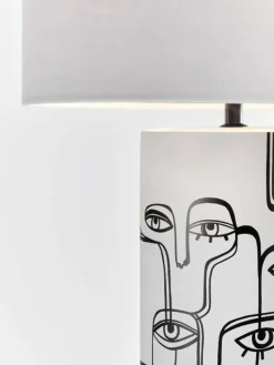Sklep Kaja Lampa stołowa z czarnym szkicem twarzy 108246 | Kaja Oświetlenie