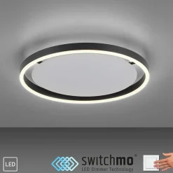 Discount Lampa sufitowa - czarny świecący okrąg 15391-13 z serii RITUS | Kaja Żyrandole Nowoczesne