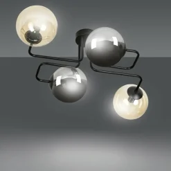 New Lampa sufitowa miodowe i grafitowe klosze 843/4M2 | Kaja Oświetlenie Żyrandole Nowoczesne