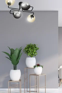 New Lampa sufitowa miodowe i grafitowe klosze 843/4M2 | Kaja Oświetlenie Żyrandole Nowoczesne