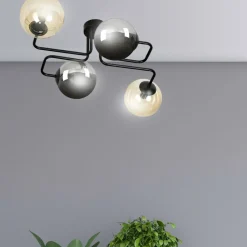 New Lampa sufitowa miodowe i grafitowe klosze 843/4M2 | Kaja Oświetlenie Żyrandole Nowoczesne