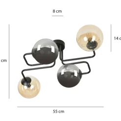 New Lampa sufitowa miodowe i grafitowe klosze 843/4M2 | Kaja Oświetlenie Żyrandole Nowoczesne