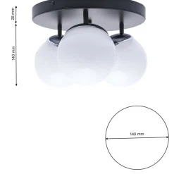 Shop Lampa sufitowa, trzy klosze, czarna podstawa MLP8874 z serii SFERA | Kaja Oświet Żyrandole Nowoczesne