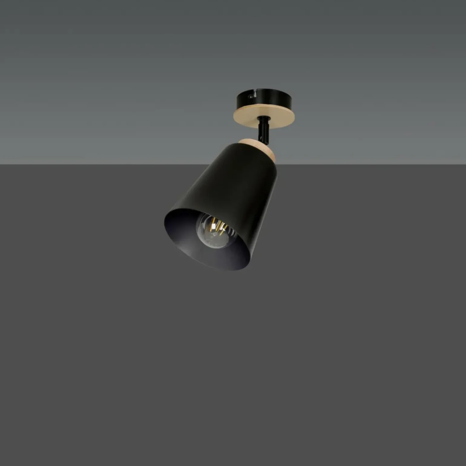 Outlet lampa sufitowa w kolorze czarnym i drewna 725/1 | Kaja Oświetlenie Żyrandole Nowoczesne