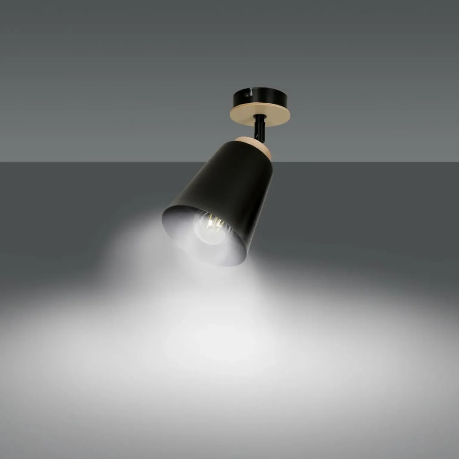 Outlet lampa sufitowa w kolorze czarnym i drewna 725/1 | Kaja Oświetlenie Żyrandole Nowoczesne