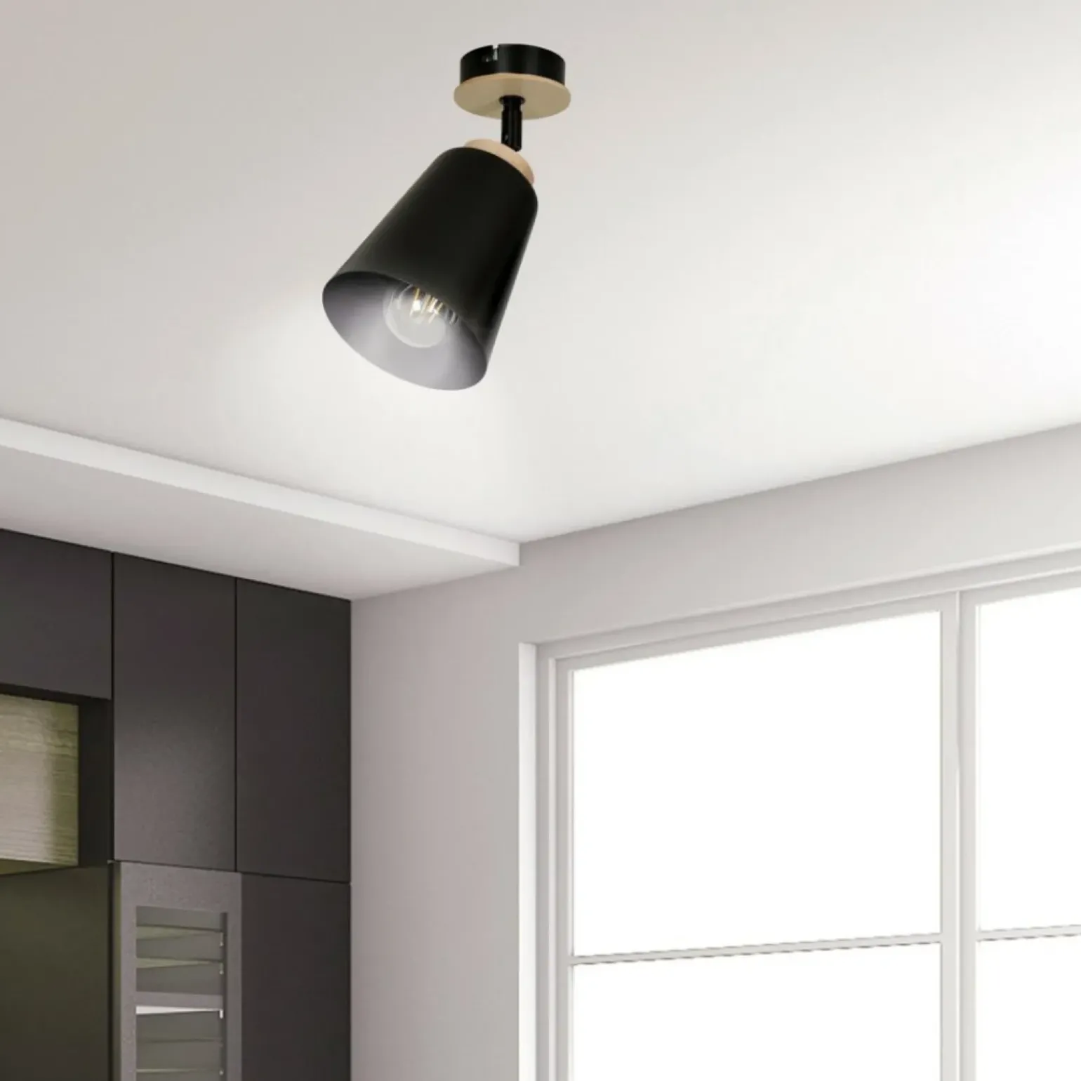 Outlet lampa sufitowa w kolorze czarnym i drewna 725/1 | Kaja Oświetlenie Żyrandole Nowoczesne