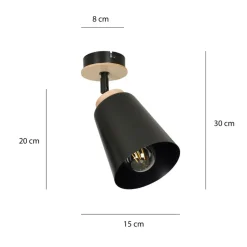 Outlet lampa sufitowa w kolorze czarnym i drewna 725/1 | Kaja Oświetlenie Żyrandole Nowoczesne