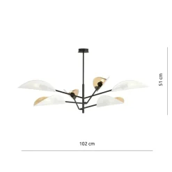 Store Lampa sufitowa z biało-złotymi abażurami 1159/6 VENE | Kaja Żyrandole Nowoczesne