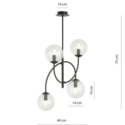 Best Lampa sufitowa z czarną, giętą konstrukcją 1286/4B z serii ARCHI Żyrandole Nowoczesne