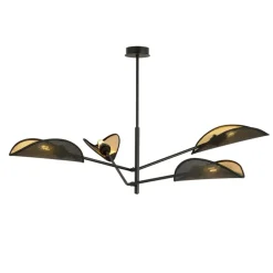 Best Lampa sufitowa z czarno-złotymi abażurami 1158/4 VENE | Kaja Żyrandole Nowoczesne