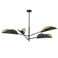 Best Lampa sufitowa z czarno-złotymi abażurami 1158/4 VENE | Kaja Żyrandole Nowoczesne