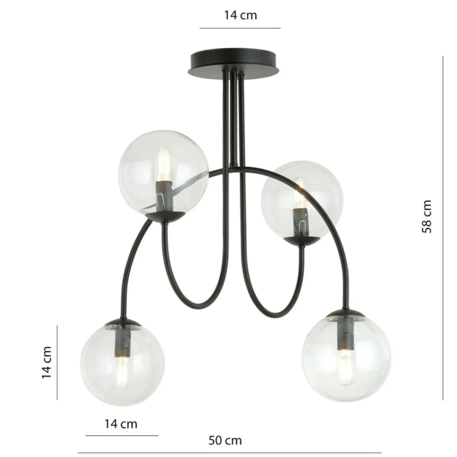 Store Lampa sufitowa z czterema kulistymi kloszami 1286/4A z serii ARCHI Żyrandole Nowoczesne