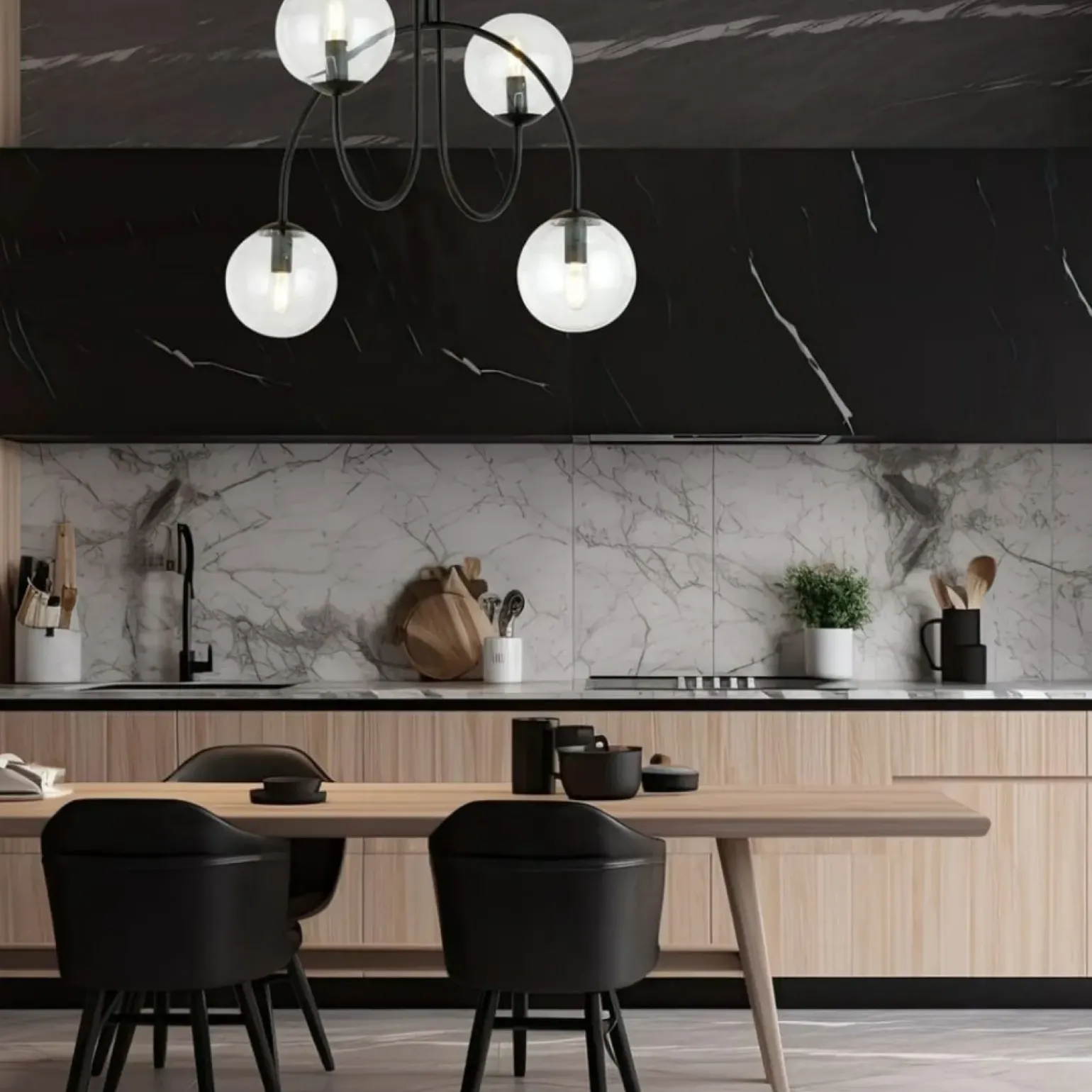 Store Lampa sufitowa z czterema kulistymi kloszami 1286/4A z serii ARCHI Żyrandole Nowoczesne